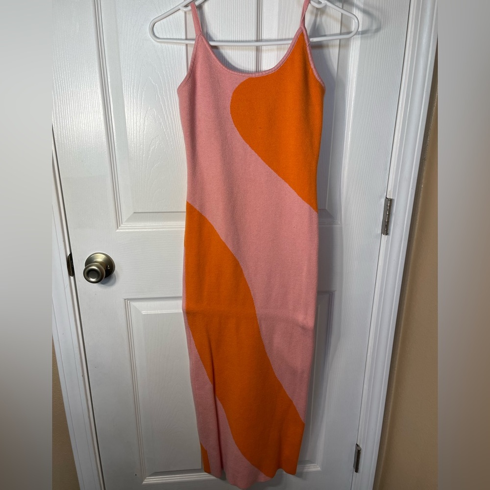 Orange spaghetti strap long dress